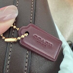 Coach Burgundy Dark Brown 1” Hang Tag Tag with Gold Chain